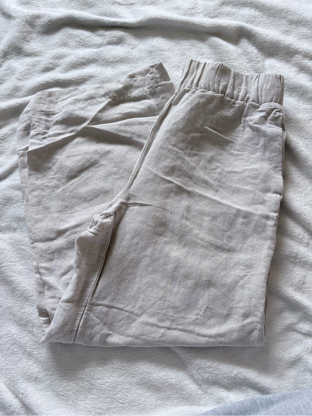 H&M Beige Wide Leg Linen Pants